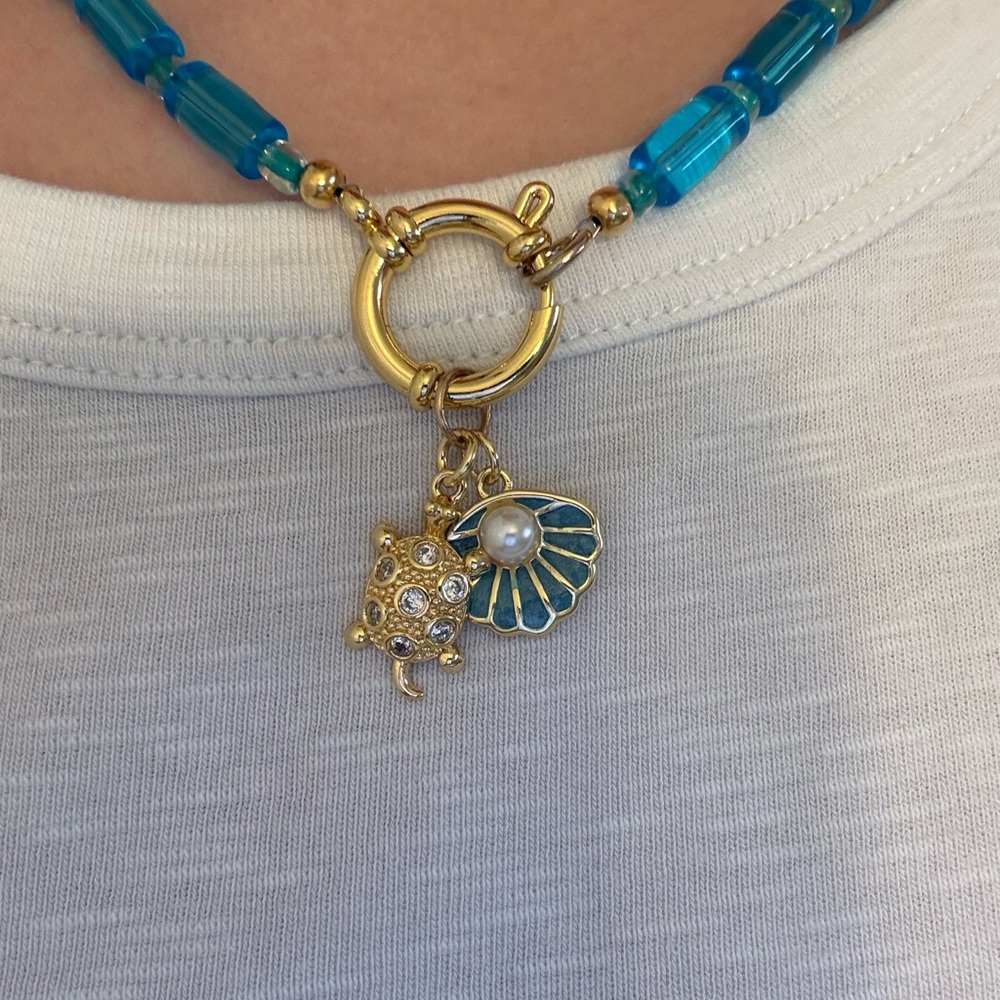 Handmade Costal Charm Necklace made with Glass Beads - Picture 2 of 6